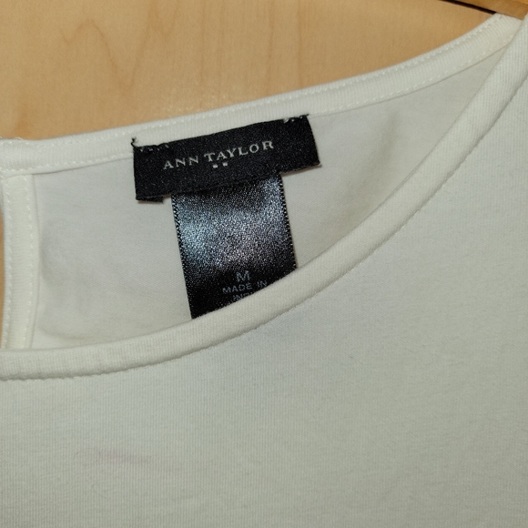 ANN TAYLOR white blouse with lace sleeves - Picture 6 of 6